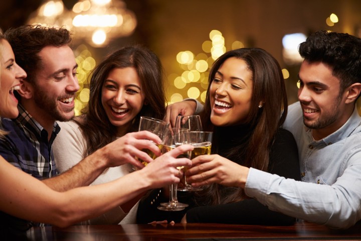 friends cheers and smiling